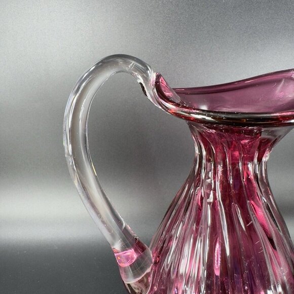 Vintage Rossi Glass Cranberry Pitcher Carafe Hand Blown Canadian Glass VTG - Picture 15 of 16